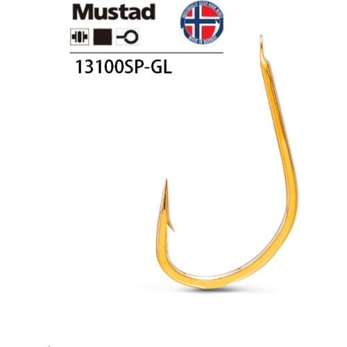 1 Pack Mustad Fishing Hooks 13100SP-GL High Carbon Steel Gold Barbed Hook Bait Telescopic Soft Lure Holder Fishing Tackle Pesca
