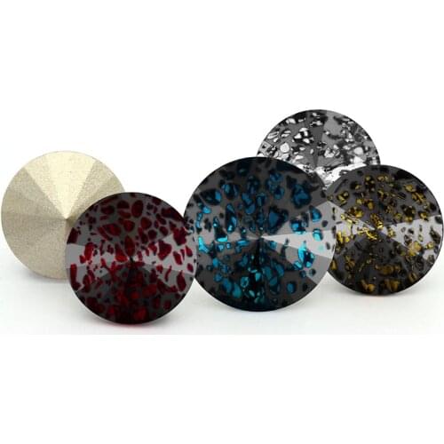 10pcs Glitter Rivoli Patina Rhinestones Crystal Glass Hotfix Pointback Strass For Sewing & Fabric Garment Rhinestone Nail Art