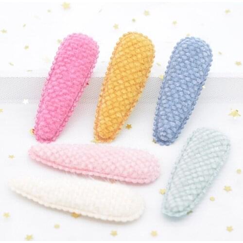 12pcs/lot 75mm Soft Fabric Lace Drop Clip Applique for Clothes Craft Sticker Patches DIY Baby Girl Hair BB Clips Accessories L54