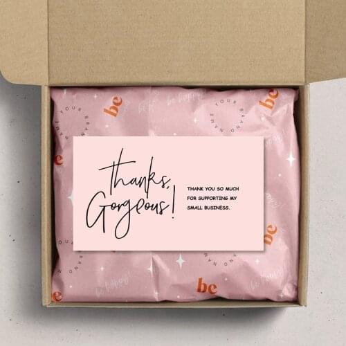 30pcs/pack Pink thank you card for supporting business package decoration "beyond grateful" business card handmade with love