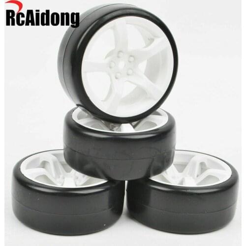 4pcs 1/10 Drift Car Hard Tire w/ Wheel Rims for Traxxas 4tec HSP Tamiya TT-01 TYPE-E TRF419XR TA05 TA08 Kyosho 3RACING SAKURA D3