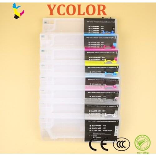 8 colors Refillable ink cartridges with chips for Epson stylus pro4880 4800 4400 4450 7600 9600 4000 solvent resistant