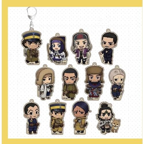Anime Golden Kamuy Sugimoto Saichi Kochoube Asuko Bags Pendant Keychain Keyring Decor Cartoon Collectible Cute Christmas Gifts