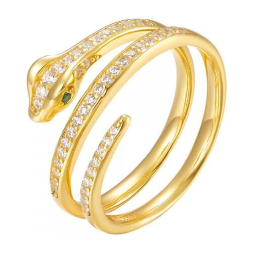 CANNER Luxury diamond-studded snake Ring 925 Sterling Silver Anillos Gold Rings For Women Luxury Fine Jewelry Bague Bijoux