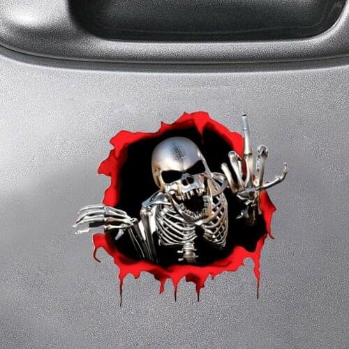 Car Sticker Skull Skull In Bullet Hole Funny Colorful Car Car Decal Horror Bullet Hole Skull Car Interior Sticker