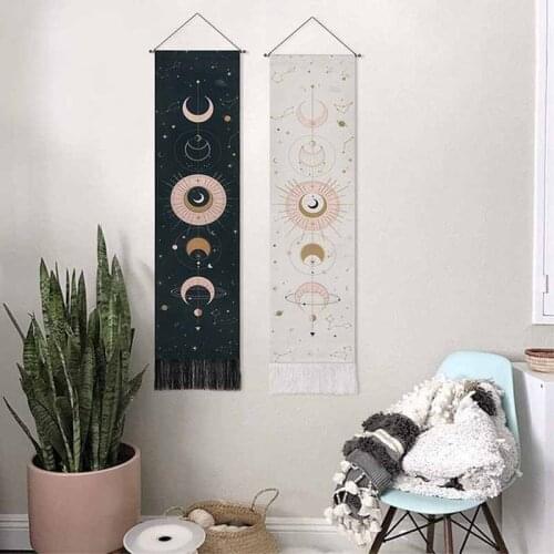 BohemianMoon Sun Tapestry Nordic Living Room Home Decor Hippie Tapestry Wall Hanging Polyester Cotton Boho Macrame Wall Tapestry
