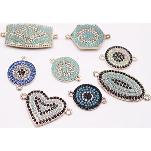 4pcs Mixed Boho Colorful Rhinestone Bead Bracelet Connectors Findings DIY Round Love Bracelets Charms Making Jewelry Accessory