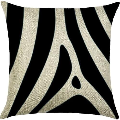 Black and White Linen Cushion Cover Geometric Decorative Pillowcase 45x45cm for Couch Sofa Pillows Home Living Room Decor
