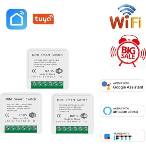 MINI Wifi Smart Switch 16A 2-way Control Timer Wireless Switches Smart Home Automation Compatible With Tuya Alexa Google Home