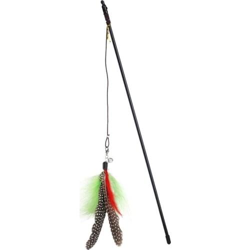 Cat Play Wand Interactive Long Funny Kitten Feather Wand Toy Cat Fishing Wand Cat Play Toys For Cat Christmas Gifts Pet Supplies