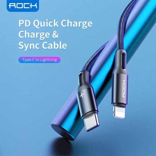 ROCK PD 20W Type C to Lighting Cable For iPhone 12 11 XS Max XR XS X Metal Braid Fast Charging Sync Data Cord For Macbook iPad