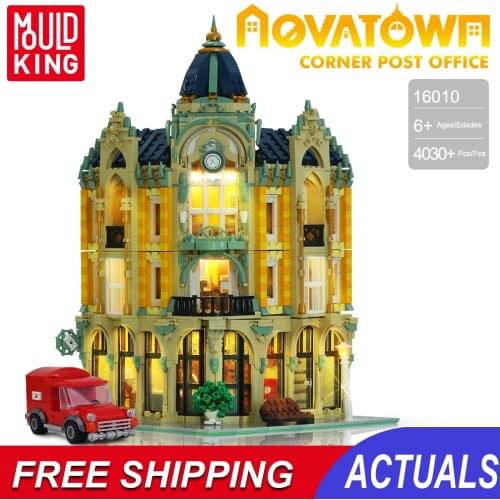 Moc Post Office Building Blocks Modular Bricks City Architecture Street Led Light House Sets Assembly Mould King Kids Toys Boys