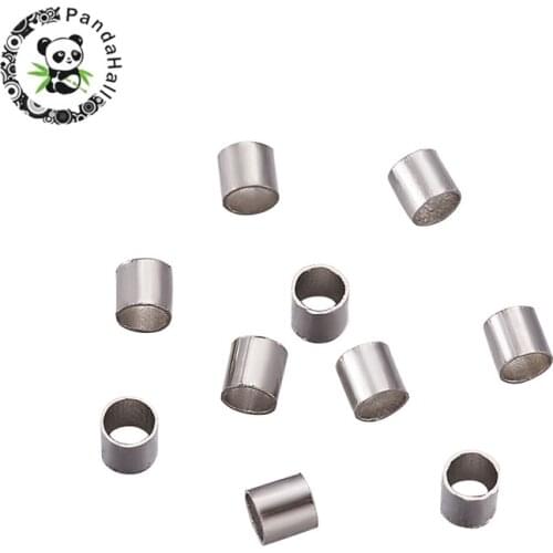 Pandahall Brass Crimp Tube Beads For Jewelry Finddnig Platinum Color about 2mm wide 2mm long hole: 1.5mm about 900pcs/10g
