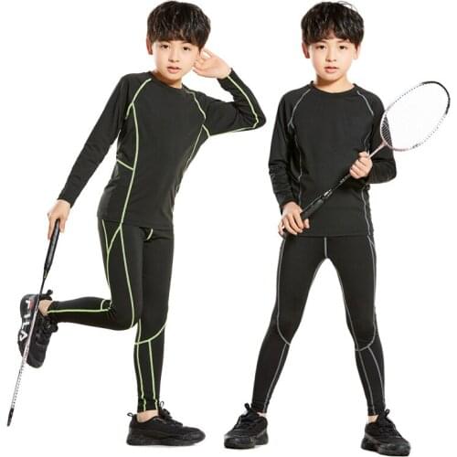 Child Breathable Men Compression Sport Wear Running Fitness Leggings Clothes Tight Suit Gym Clothing Jogging Suit