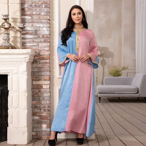 Muslim Dress Women Abayas Embroidery Dubai Turkish Robe Kaftan Ethnic Long Sleeve Wild Dresses Eid Maxi Abaya Islamic Clothing