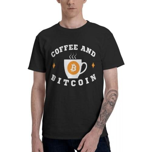 Promo Coffee And Bitcoin Racerback Tank Mens Basic Short Sleeve T-Shirt Trader premium print Top tee USA Size