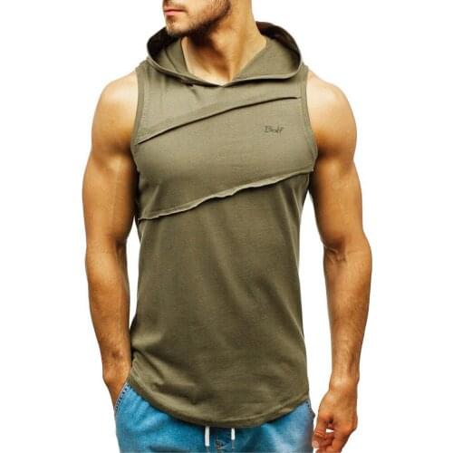 Men Hooded Sleeveless Workout Vests Mens Clothing Muscle Bodybuilding Tank Tops Basketball Gyms Sportwear Male Running Singlet
