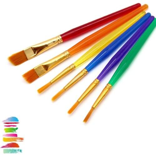 6 pcs/set color rod childrens brush set DIY art watercolor pen nylon gouache pen oil painting brush Drawing Art Supplies