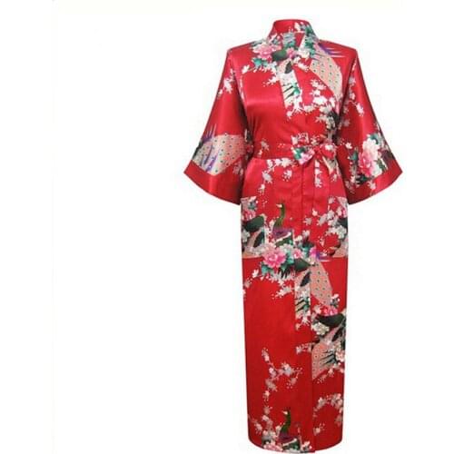 Halloween Party Chinese Qipao Nightgown Robe Long Style Loose Japanese Satin Woman Yukata Dress Sleepwear Oriental Kimono