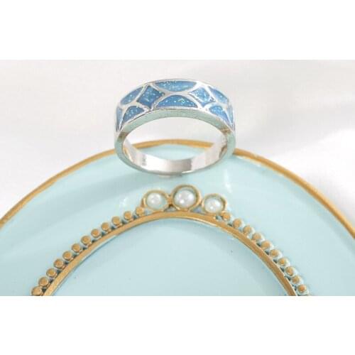 Classical New Floral Blue Opal Colorful Bling Rings for Women Fashion Simple Jewelry Anniversary Party Ring Accessories