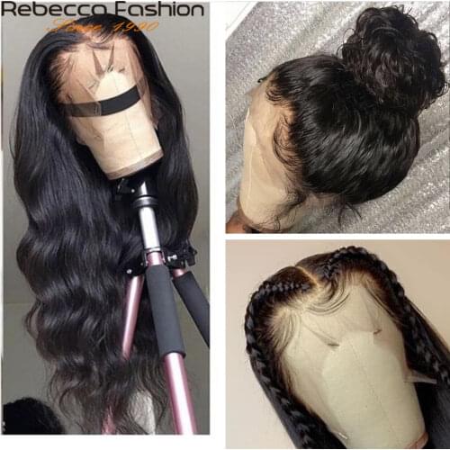 Rebecca Body Wave Lace Front Human Hair Wig with Baby Hair 180% Density Brazilian 13x4 Body Wave Lace Frontal Wig For Woman Remy