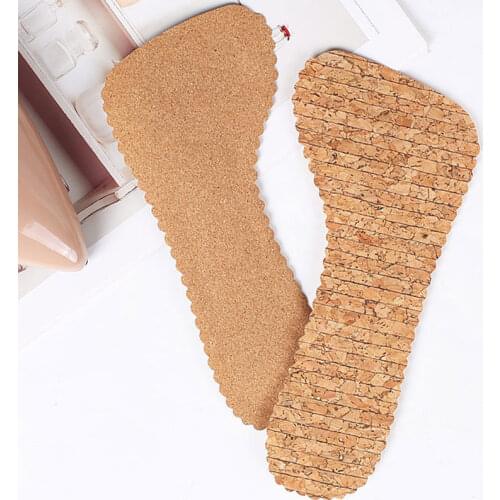 1 Pair Leather/Natural Cork Half Pad Feet High Heel Insoles Sweat-Absorbent Pad Anti-Slip Cushion Massage Inserts Foot Care Tool