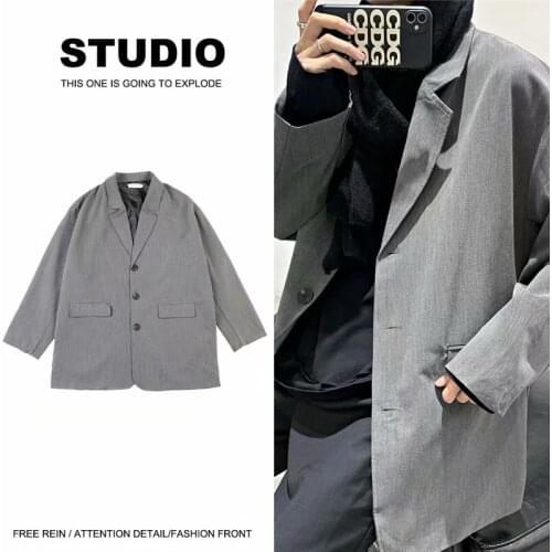 Casual small suit jacket mens spring and autumn Korean version of the trend of handsome fried street ins Hong Kong style suit