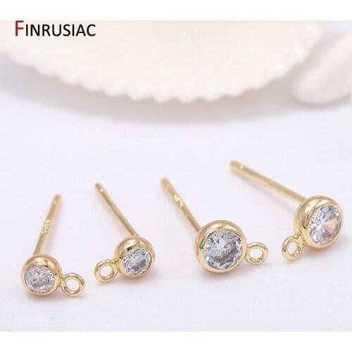 Earring Making Supplies 14k Gold Plated with Small Round Zircon Stud Earrings Hooks Accessories Earring Findings DIY Craft