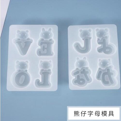 Transparent silicone mold resin decoration craft DIY bear cub letter rabbit silicone mold DIY handmade jewelry silicone mold