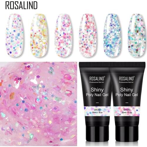 ROSALIND Shiny Poly Nail Gel Nails Art Design Semi Permanent UV Gel Nail Extension Builder Gel Polish All For Manicure Glitter