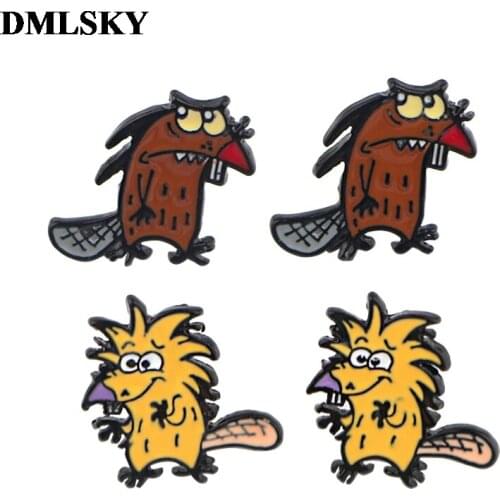 DMLSKY beaver stud Earrings Cartoon Earrings Jewelry Not allergic Stud Earring Pendant for Girls Cute Gift M4095