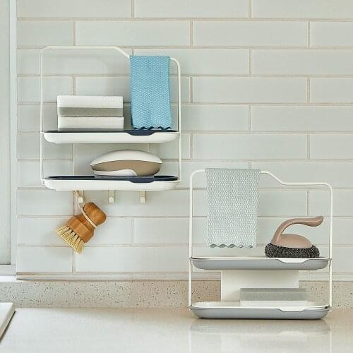 Foldable Drain Rack Towel Sponge Holder With 3 Hooks Hanging Wall Shelf Home Storage Organizer Kitchen Bathroom Accessories