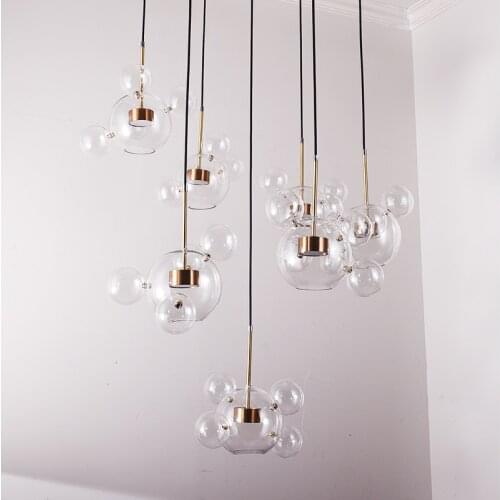 Modern Glass Bubble Pendant Light Molecular Glass Ball Pendant Lamp For living room Luminaire Hanging Lighting Kitchen PA0193