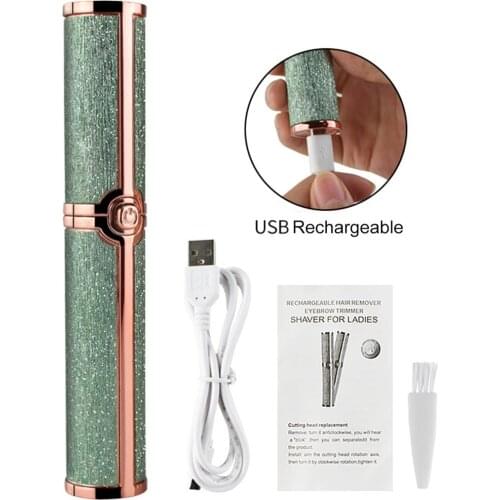 Rechargeable Eyebrow Hair Remover Painless Eyebrow Trimmer Razor Tool For Face Lips Nose Facial Hair Removal With LED Light