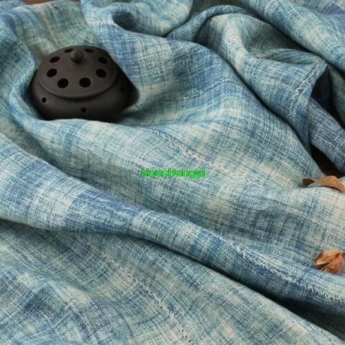 High-grade pure linen fabric, printed and dyed handmade ethnic style retro cotton and linen garment fabric