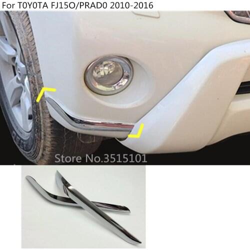 Car Front Head Bumper Corner Protection Trim Frame Edge Board 2pcs For Toyota FJ150 / Prado 2010 2011 2012 2013 2014 2015 2016