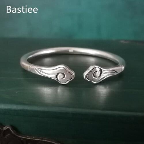 Bastiee 999 Silver Auspicious Clouds Men Bangle Bracelet For Women Ancient China Hmong Handmade Luxury Jewelry Vintage Unisex