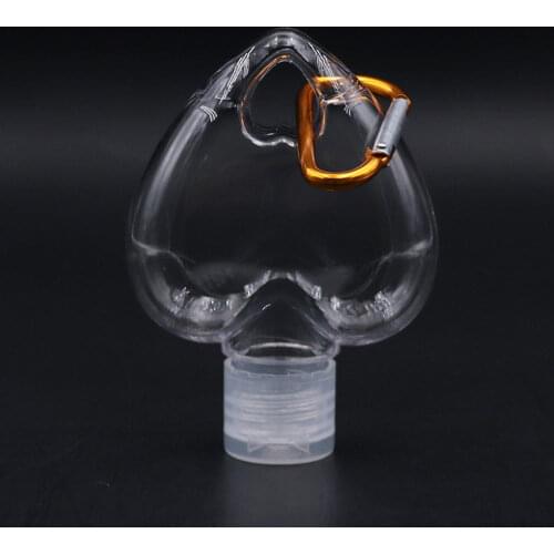 1/5pcs 50ml Portable Heart Shape Empty Refillable Bottle With Key Ring Hook Travel Hand Sanitizer Bottle Hook Keychain Carrier