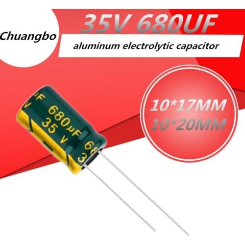 10pcs 35V 680UF 10*17MM 10*20MM (Higt quality) low ESR/impedance high frequency aluminum electrolytic capacitor 35V 680UF