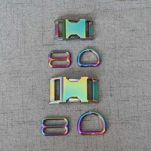 100 Sets 20mm/25mm Colourful Metal Hardware D Ring Belt Straps Slider Side Release Buckle Spring Hook High Quality Accessories