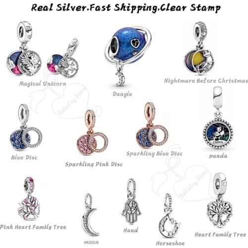 100% Real 925 Silver Sterling Magical Unicorn Pendants Sparkling Dangles Fits Pdora Bracelets Bangles Necklaces For Women