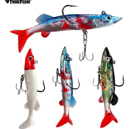 2pcs/lot Pike Soft Swimbait 12cm 28g/1oz Shad Fishing Wobbers T tail Bass Fishing Lures with Treble Hook