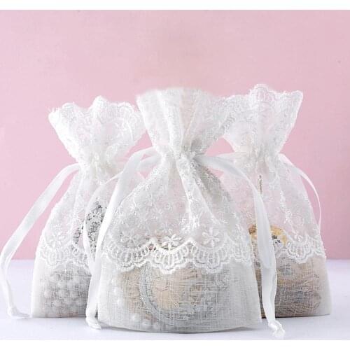 2pcs/set Party Gift Bags Bundle Pockets Candy Bag Pearl Yarn Bag Jewelry Bag Ring Stud Earrings Bracelet Necklace Storage Holder