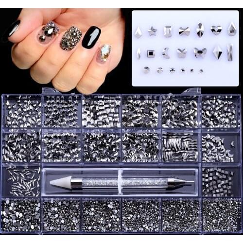 21Grids/Large Box Glass Rhinestones for Nails Art Decoration,3820PCS Crystal Diamond Professional Supplies for Manicure/DIY#SL05