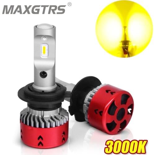 2x 3000K High LPW Mini Type LED Car Headlight Fog Bulbs H1 H4 H7 H11/H8 9005 9006 HB3 HB4 Gold Yellow