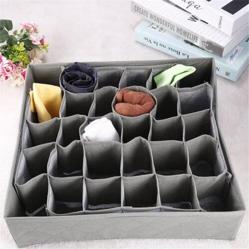 30 Cell Bra Underwear Organizer Foldable House Storage Box Non-woven Wardrobe Drawer Closet Organizer For Scarves Socks