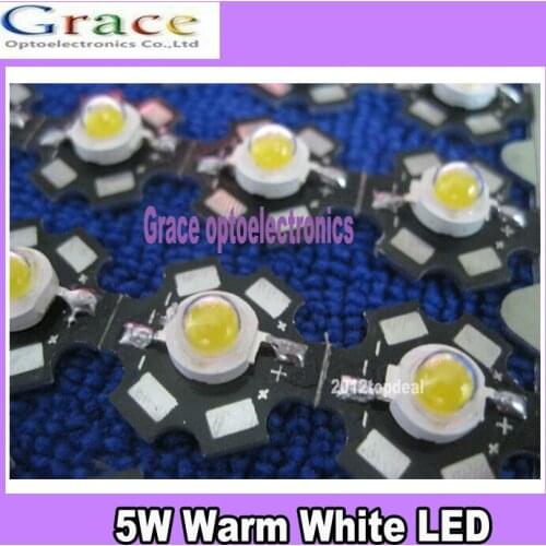 50PCS 5W High Power Warm White LED Light Emitter 5watt led diodes 2800-3200K with 20mm PCB