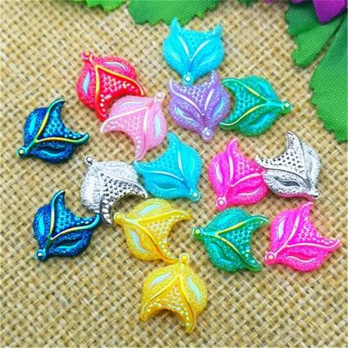 60pcs 11*13mm Mix color AB Color Fox Resin Rhinestones Flatback Beads