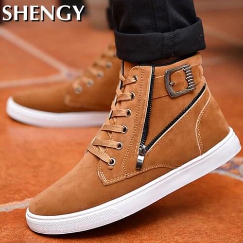 New Fashion Ankle Boots Men Shoes Buckle Zipper Designer Shoes Men Synthetic Damping Comfortable Boy Boots Outdoor Hombre Botas