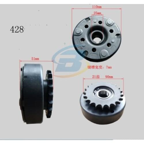 5KW CENTRIFUGAL AUTO. CLUTCH 21T 25MM CHAIN 428 POWDER METALLURGY FOR HONDA GX390 GX420 389CC 13 ~ 15HP GO KART SNOWBLOWER ATV